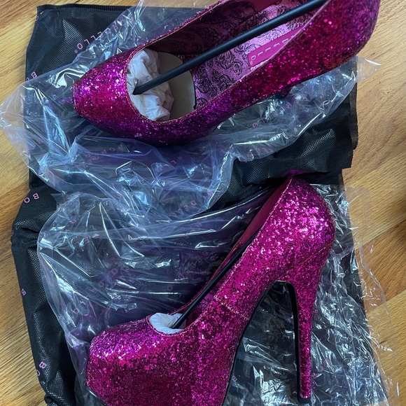 2 x pleaser bordello burlesque teeze pink glitter platform heels - Picture 5 of 10